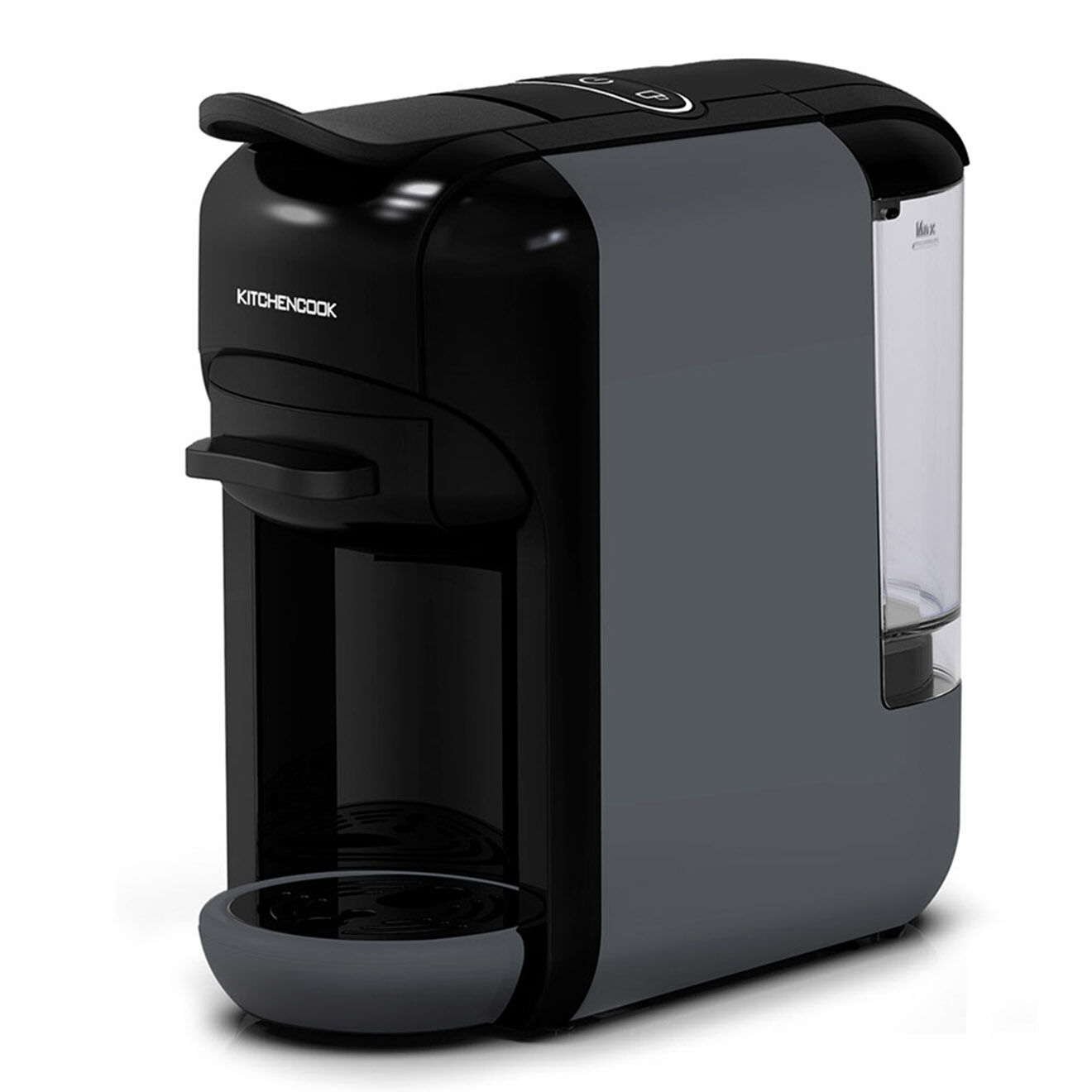 Kitchencook Machine à café multi dosettes et café moulu noir/gris