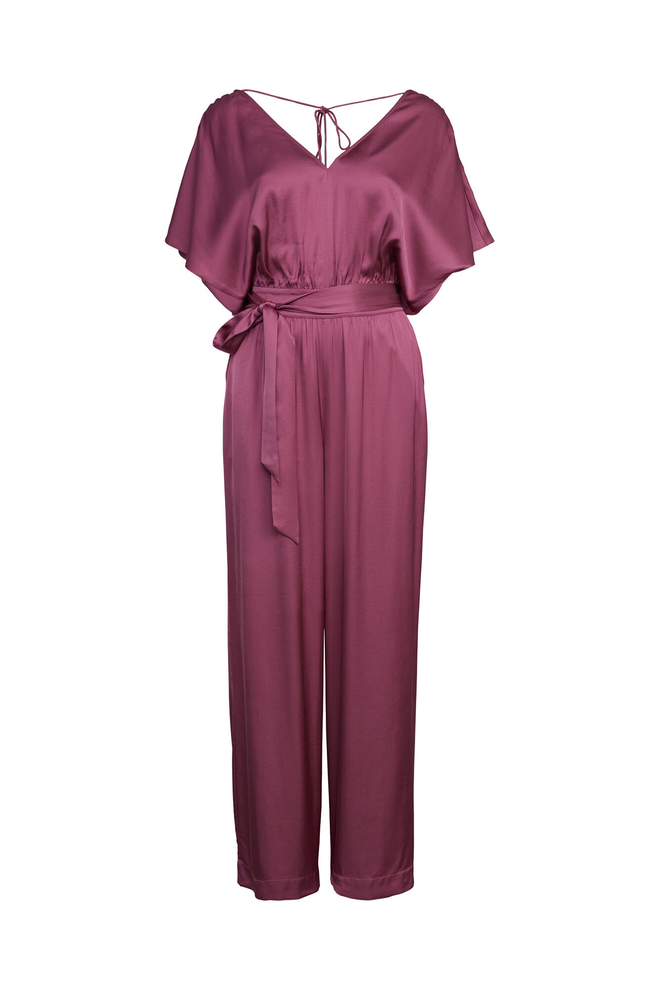Macacão de viscose acetinada com pernas largas - Roxo