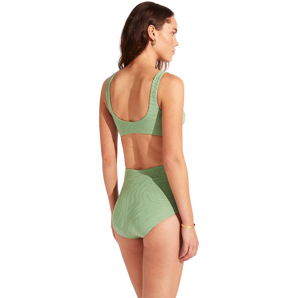 Seafolly SecondWave Assymetrical Tank Bikini Top Damen palm green