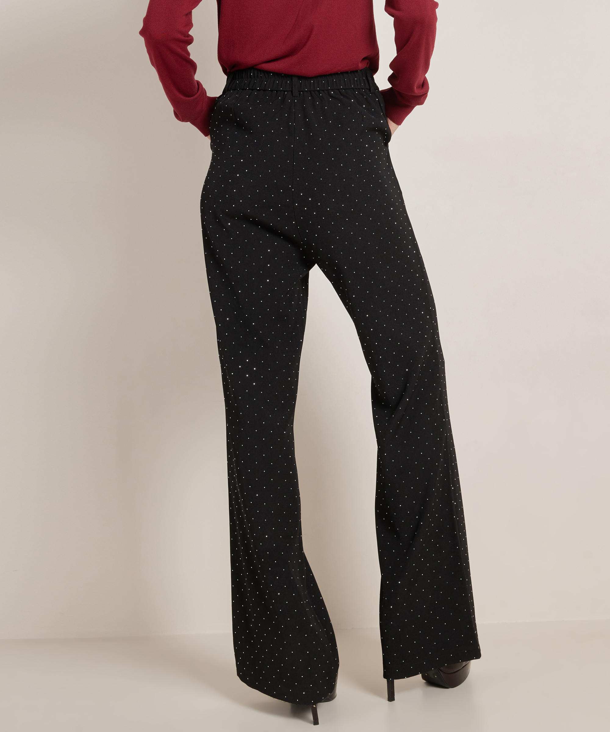 flared fit broek glitterstuds
