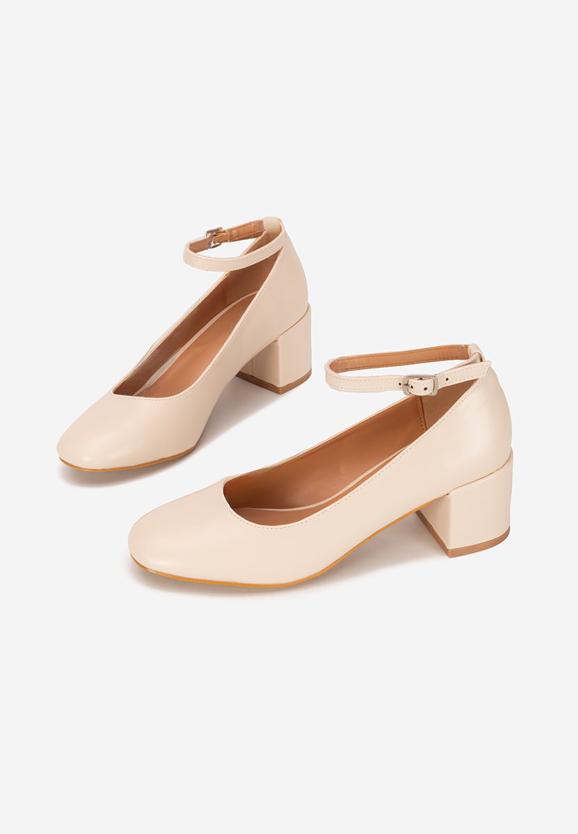 Chaussures à talon épais et bride beige Allisa