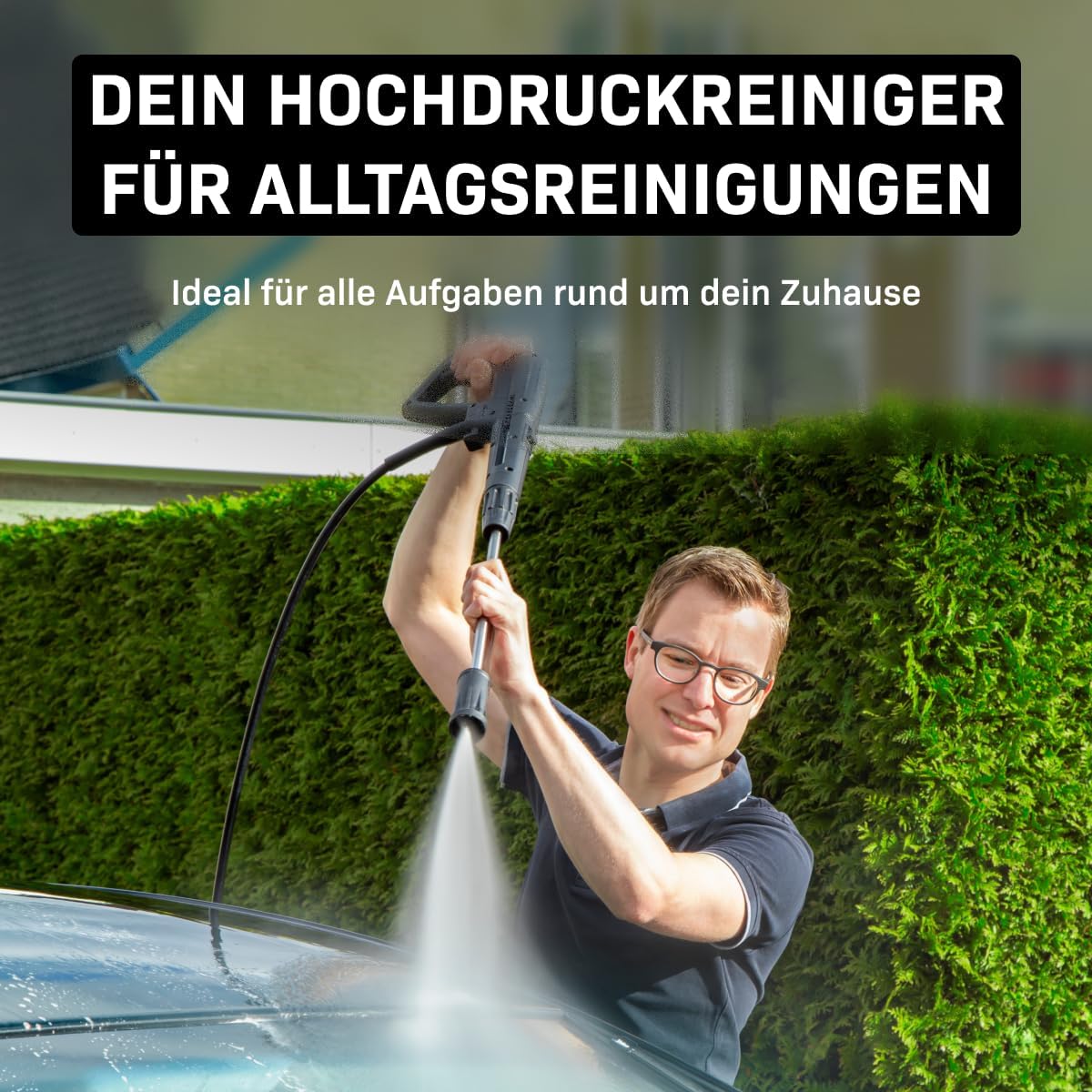 VONROC Hochdruckreiniger 140bar - Fassadenreiniger für mittlere Reinigungsarbeiten [1800W] - Durchfluss [420 l/h], Reinigungstank, Aluminium Pumpe - inkl. Terassenreiniger
