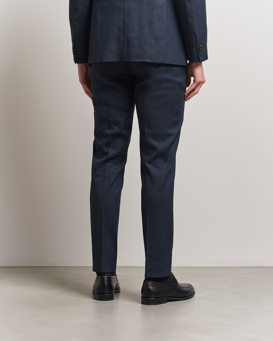 Morris Heritage Linen Suit Trousers Navy