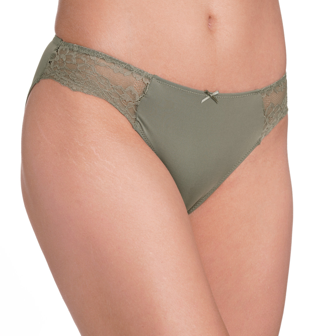 Gina Benotti 2 Damen Slips mit Spitze oliv / nude