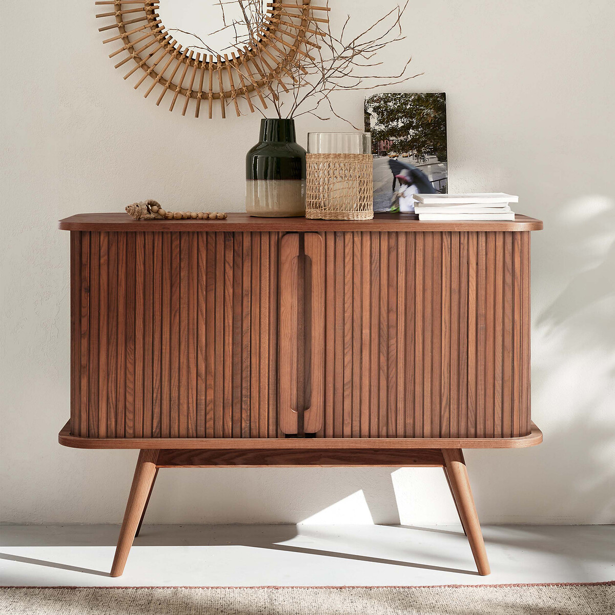 LA REDOUTE INTERIEURS<br>Aparador com 2 portas de correr, nogueira colorida, Wapong