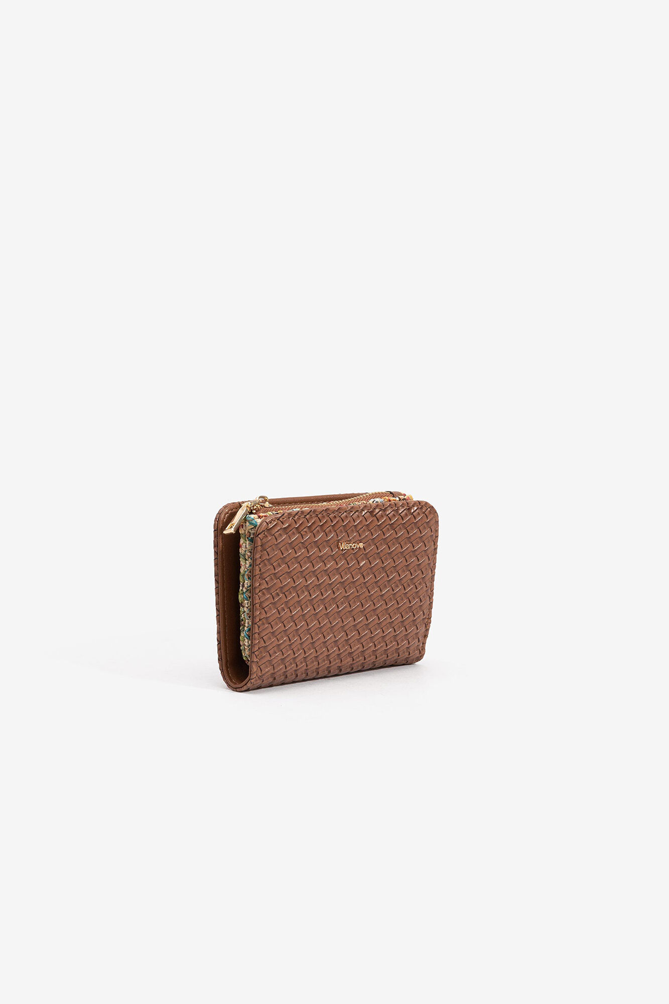Bolsa média com efeito trançado - Bege