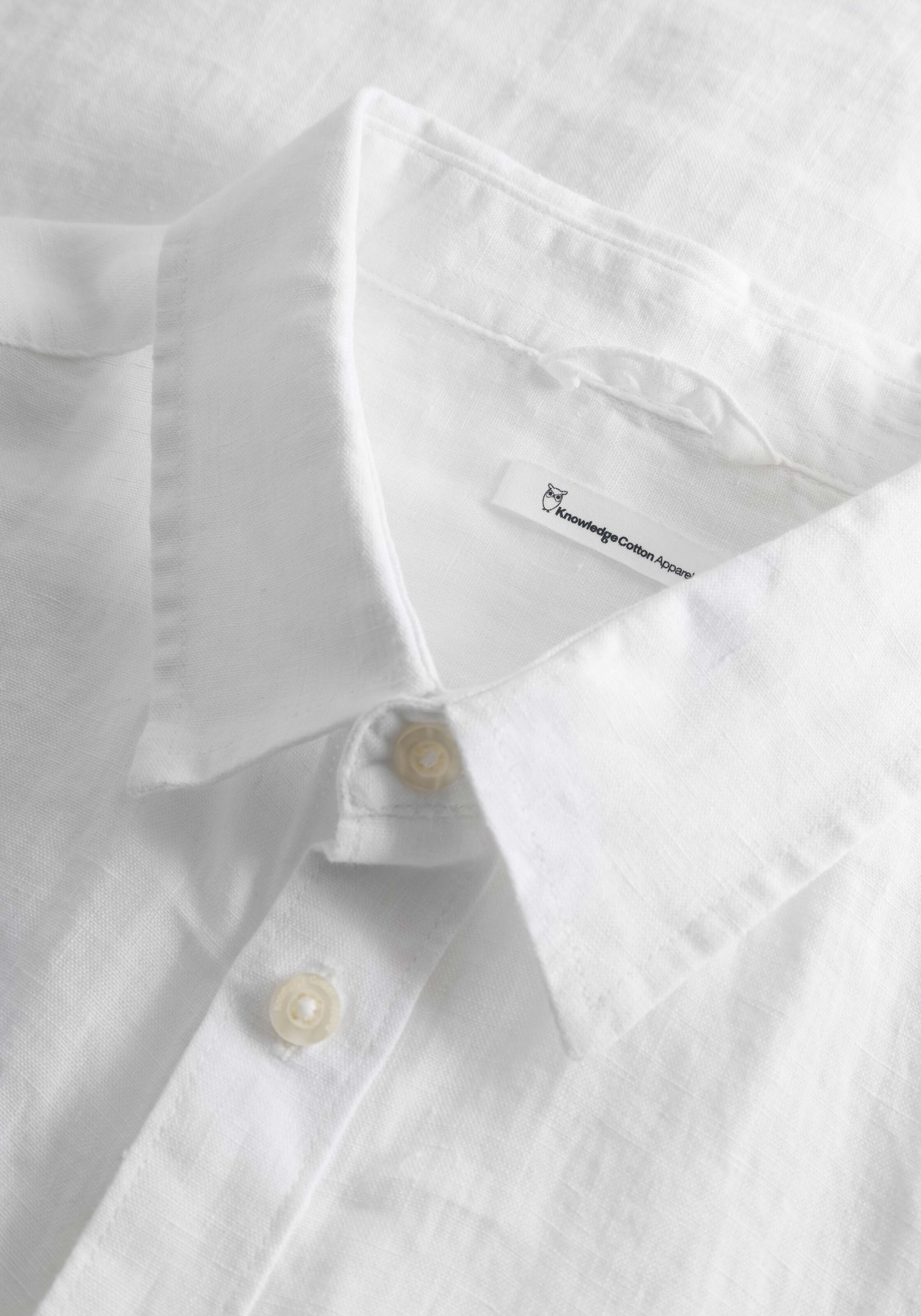 Knowledge Cotton Apparel Leinenhemd Regular Linen SS Shirt Bright White