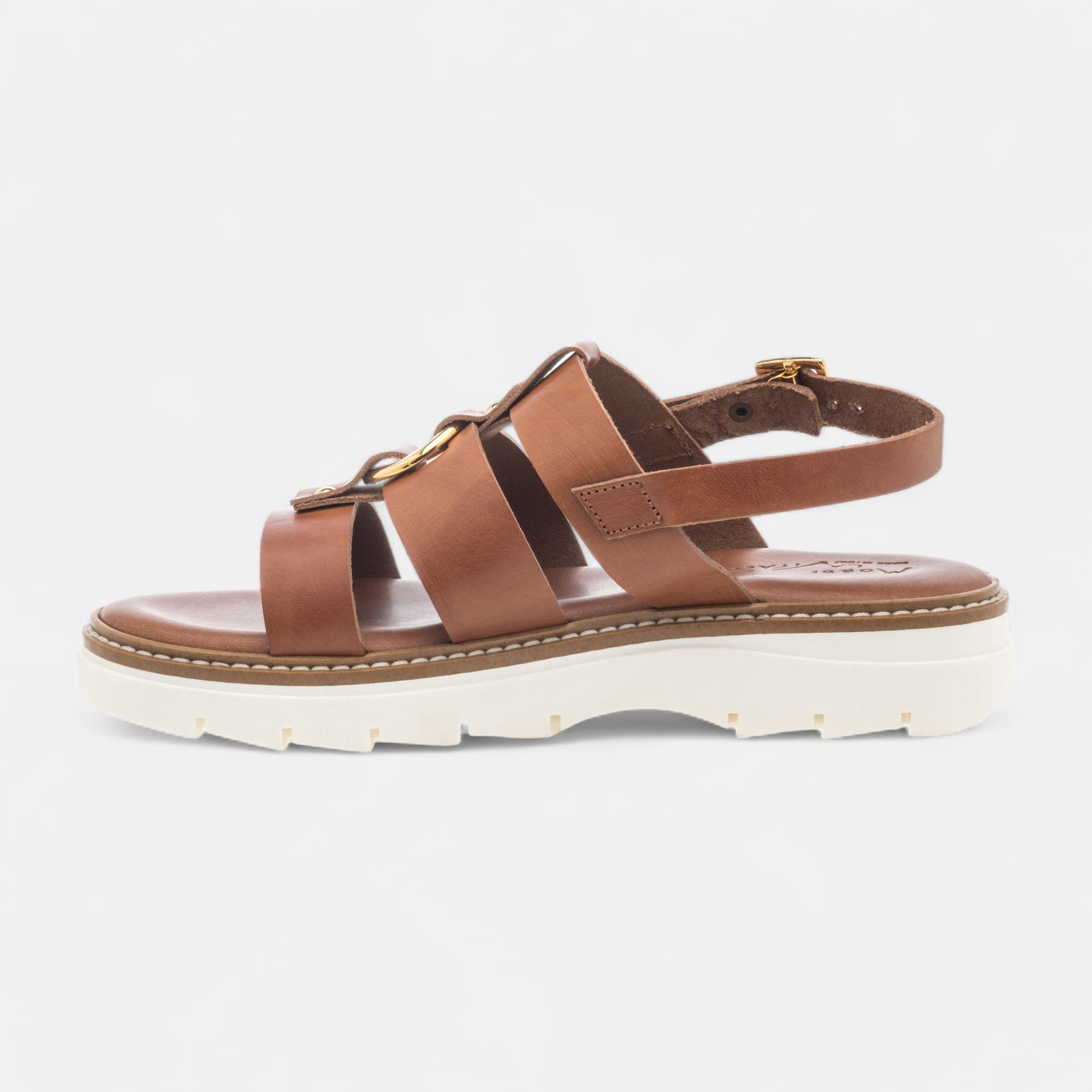 Sandales Femme en cuir cognac