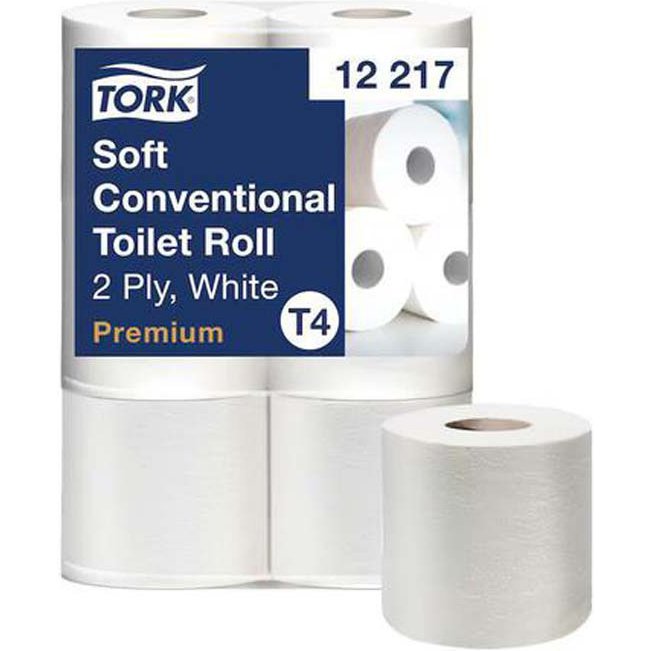 Papier toilette tork traditionnel doux premium 2   plis fsc et ecolabel colors   blanc paquet 6 rouleaux 198f