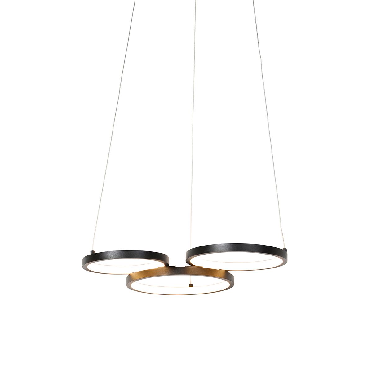Hanglamp zwart incl. LED 3-staps dimbaar 3-lichts - Rondas