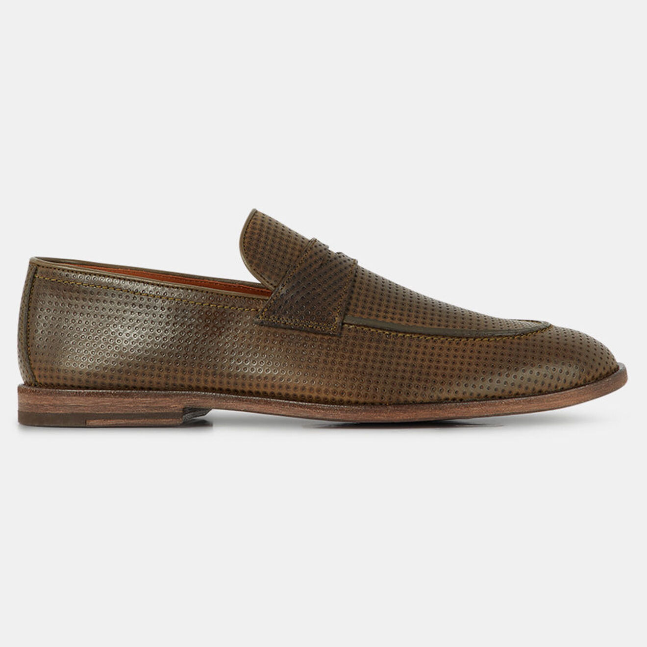 Anthology Mocassins en Cuir perforé Prot kaki marron