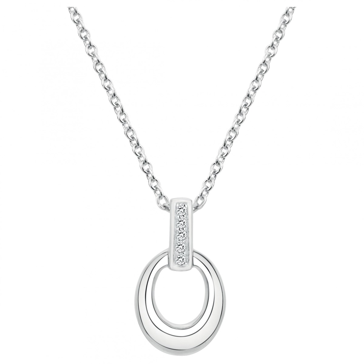 Collier mono-motif en Argent avec oxyde de zirconium blanc