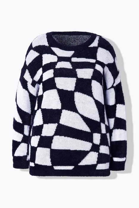 Pullover, Loose Fit, Schachbrett-Muster, Langarm
