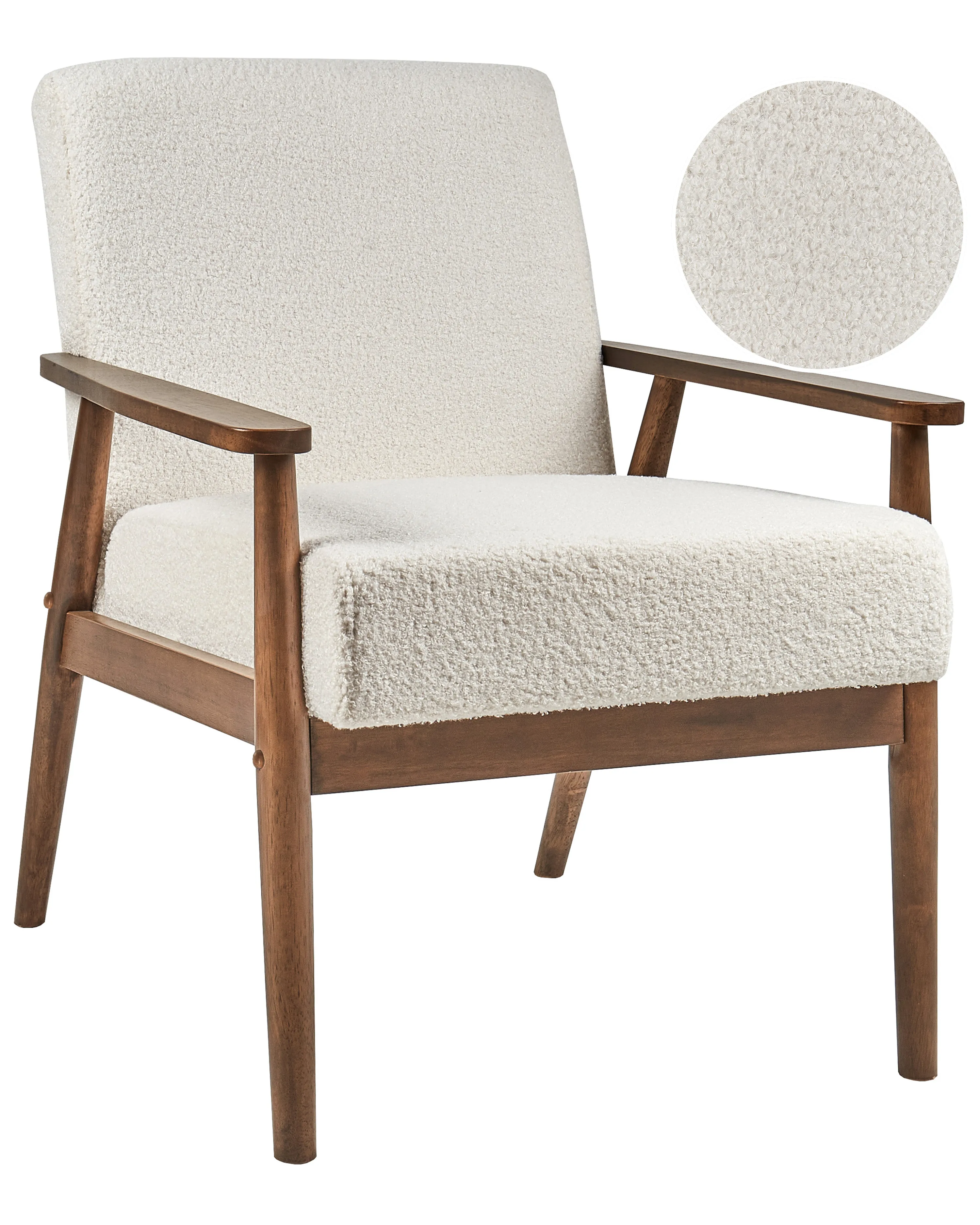 Fauteuil ESRUM Bouclé Donkerbruin/wit