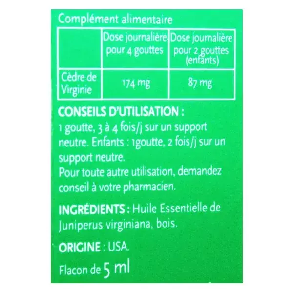 Phytosun Arôms Huile Essentielle Cèdre de Virginie 5ml
