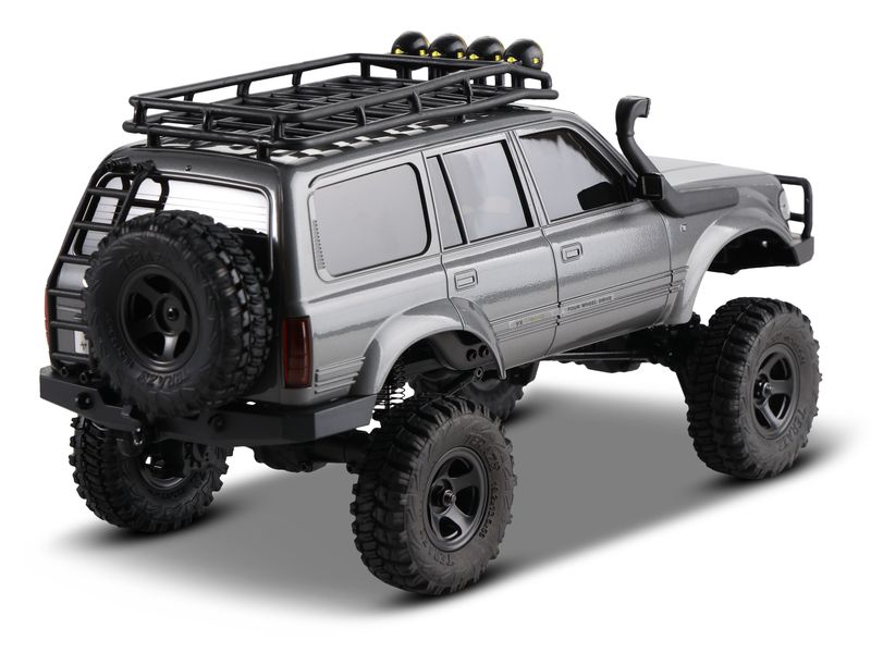 FMS Scale Crawler FCX18 Toyota LC80 Grau, RTR, 1:18 Mini Rock Crawler mit detaillierter Toyota Landcruiser Karosserie und 2-Gang Getriebe