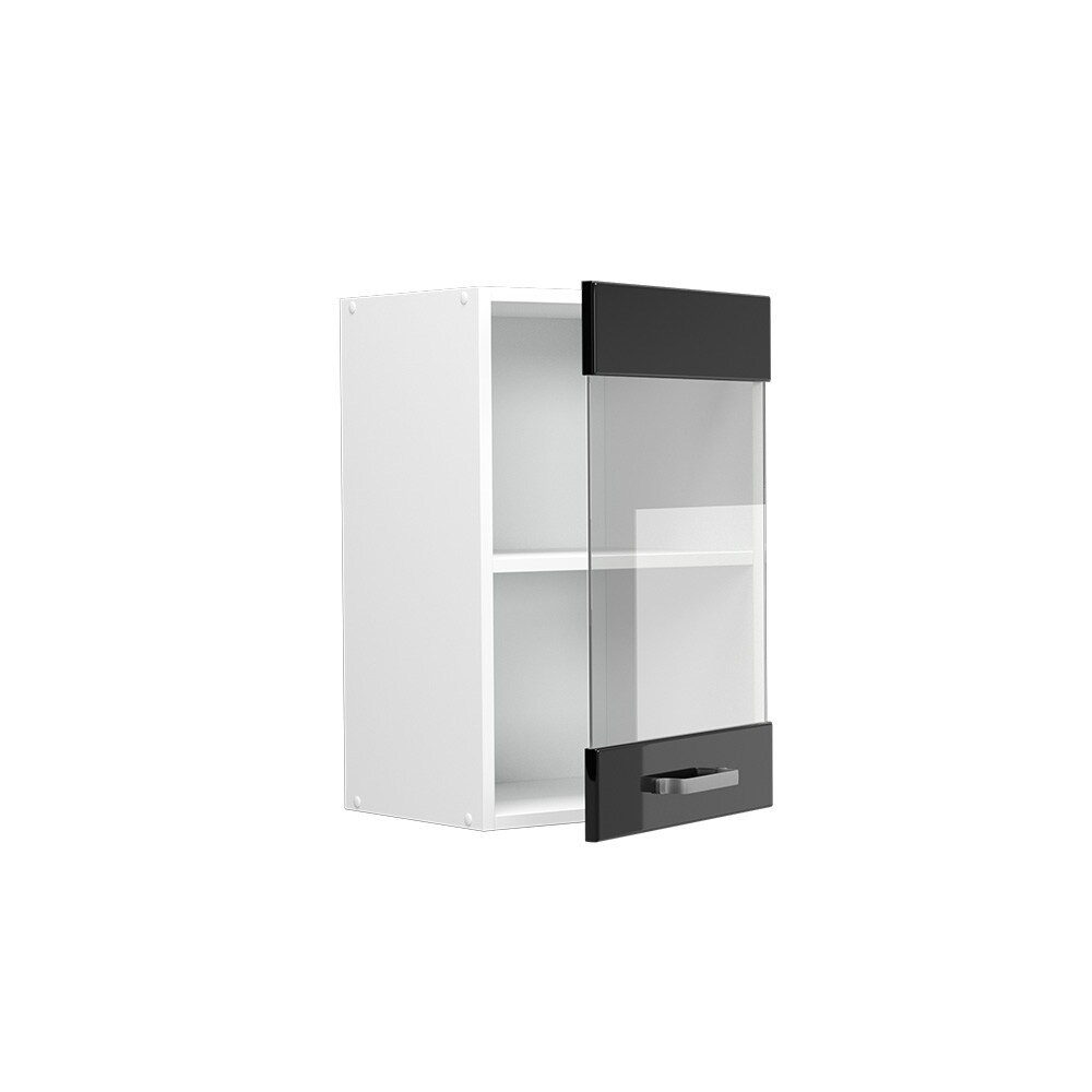 Vicco Glashängeschrank Küchenschrank R-Line Solid Weiß Schwarz 40 cm modern