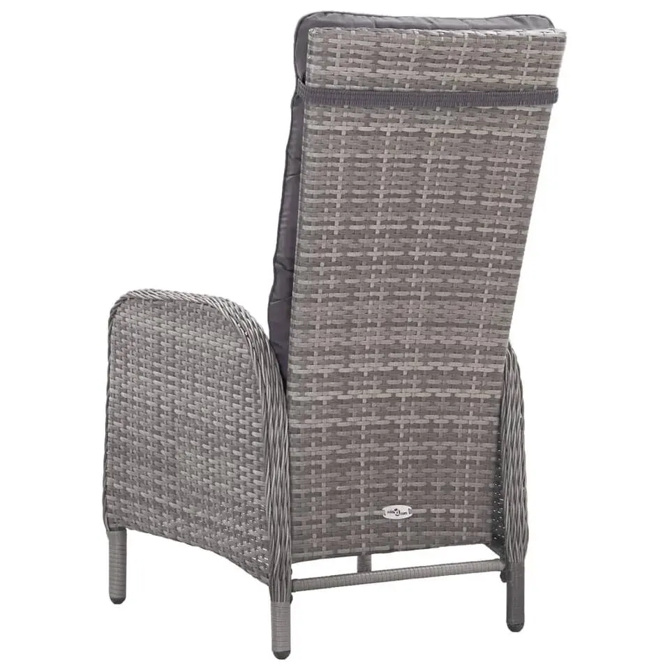 vidaXL - Verstelbaar Tuinset met grijs kussens - Poly rattan en glas - 5 stuks