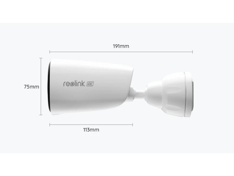 Reolink Netzwerkkamera Argus B360 4K WiFi, Weiss Smarte 4K/8MP Standalone Akkukamera mit 5/2.4 GHz WLAN, Farbnachtsicht & IP66 wasserdicht & Personen-, Tier- & Fahrzeugerkennung – Weiss