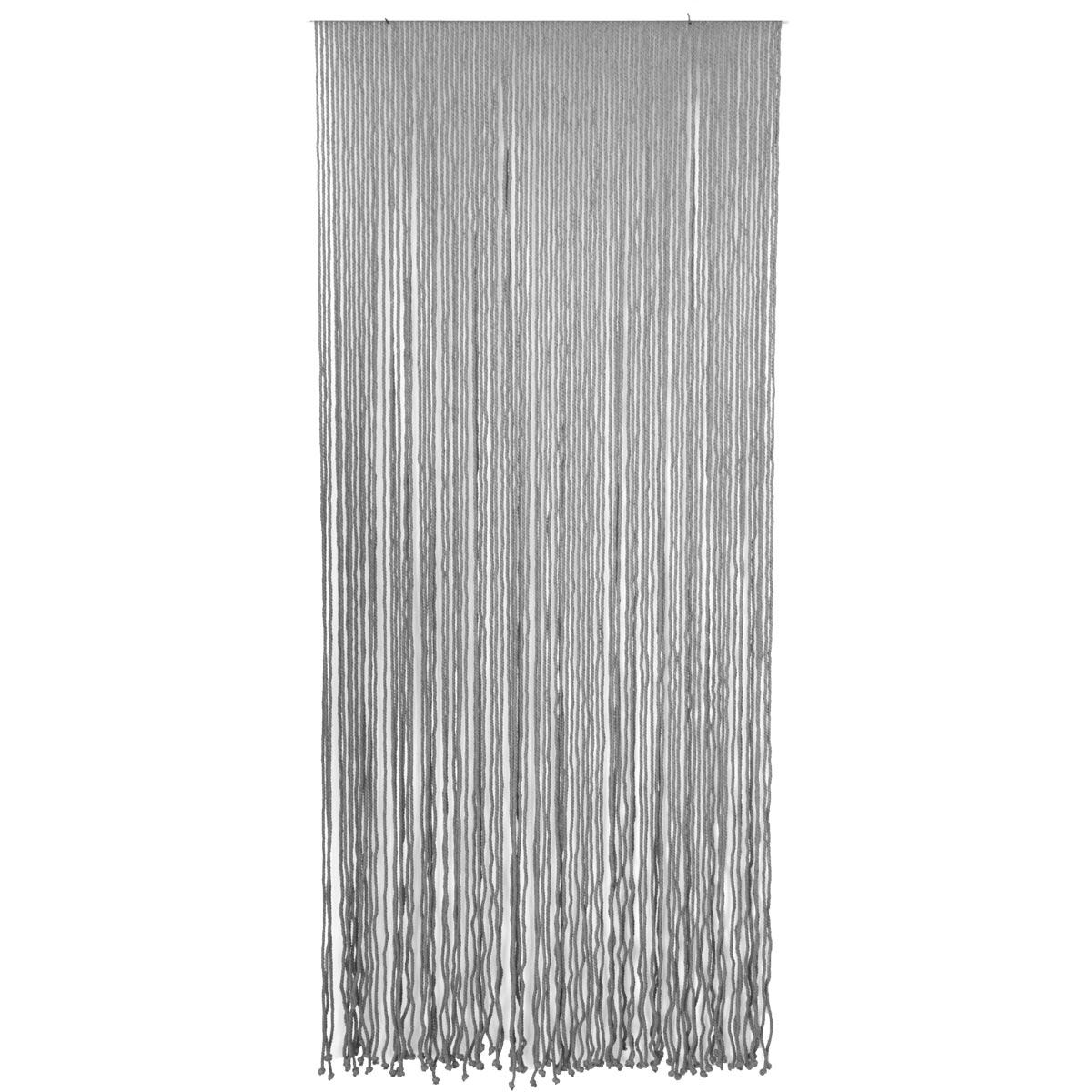 RIDEAU DE PORTE FICELLE TRESSEE 90X200CM GRIS