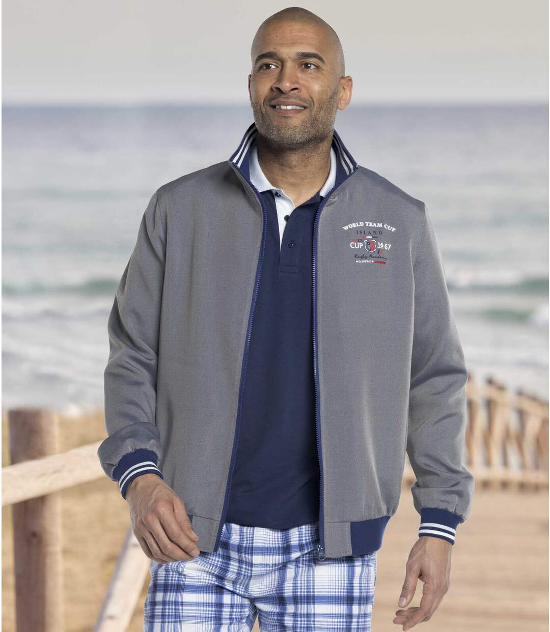 Blouson Microfibre Effet Chambray