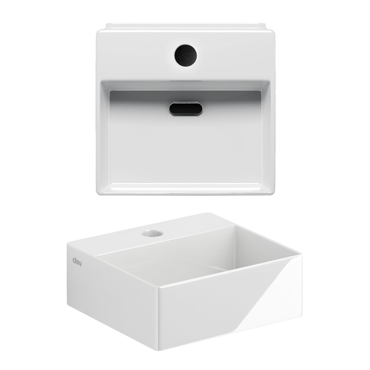 Clou New Flush 1 keramische fontein 28cm met kraangat wit glans