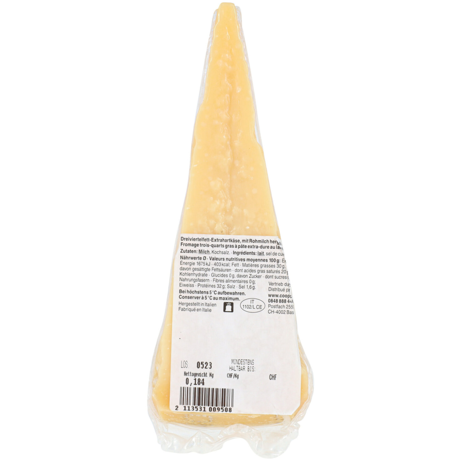 Slow Food Presidio Parmigiano Reggiano da latte di Vacca Bianca Keil ca. 200g
