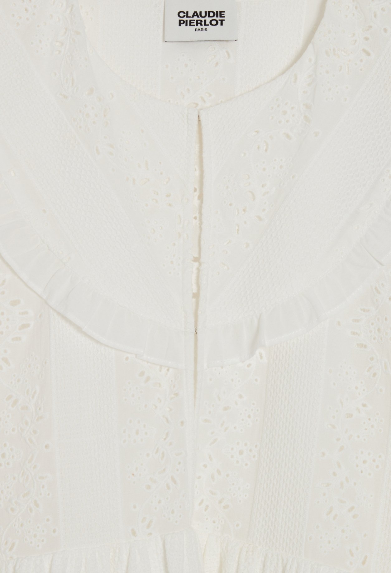 Robe courte babydoll brodee blanc