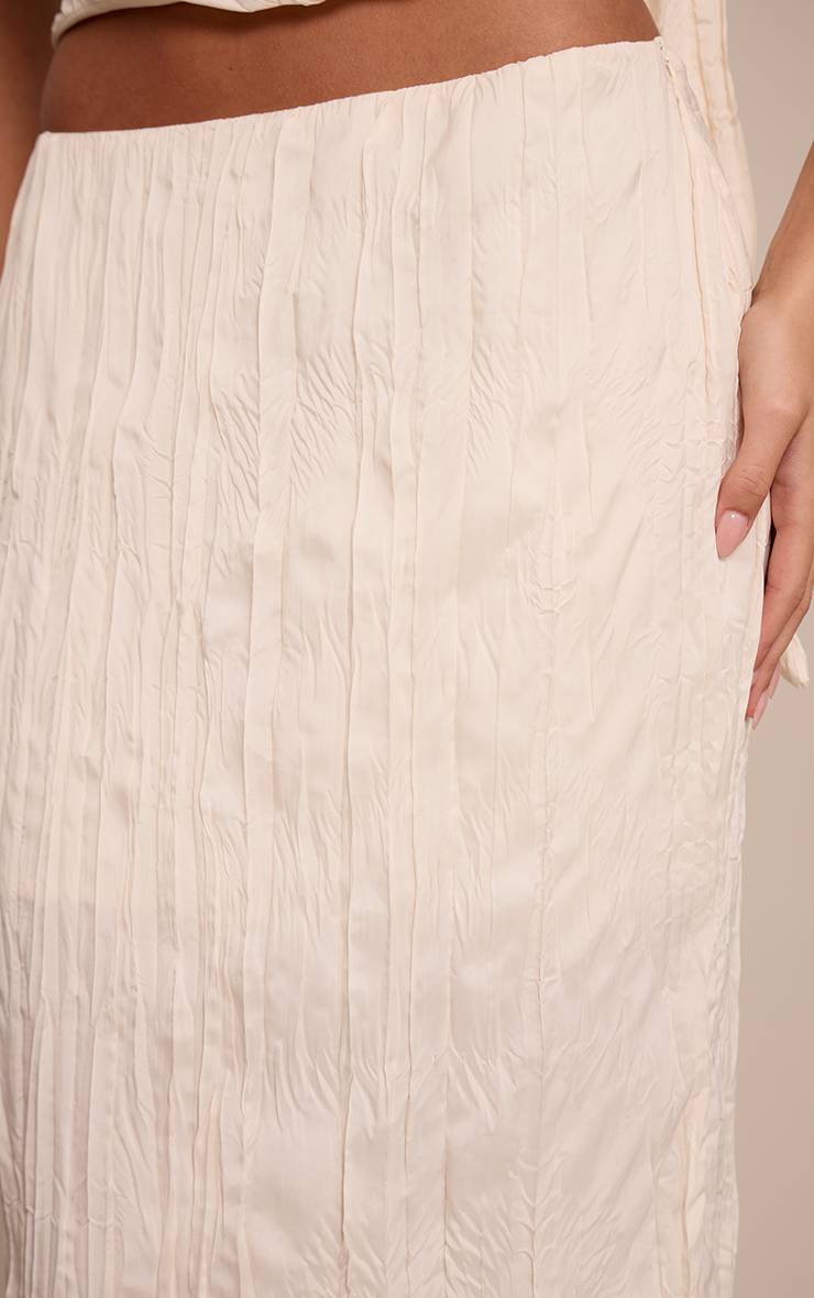 Crème Jupe Longue Tissée Froissée