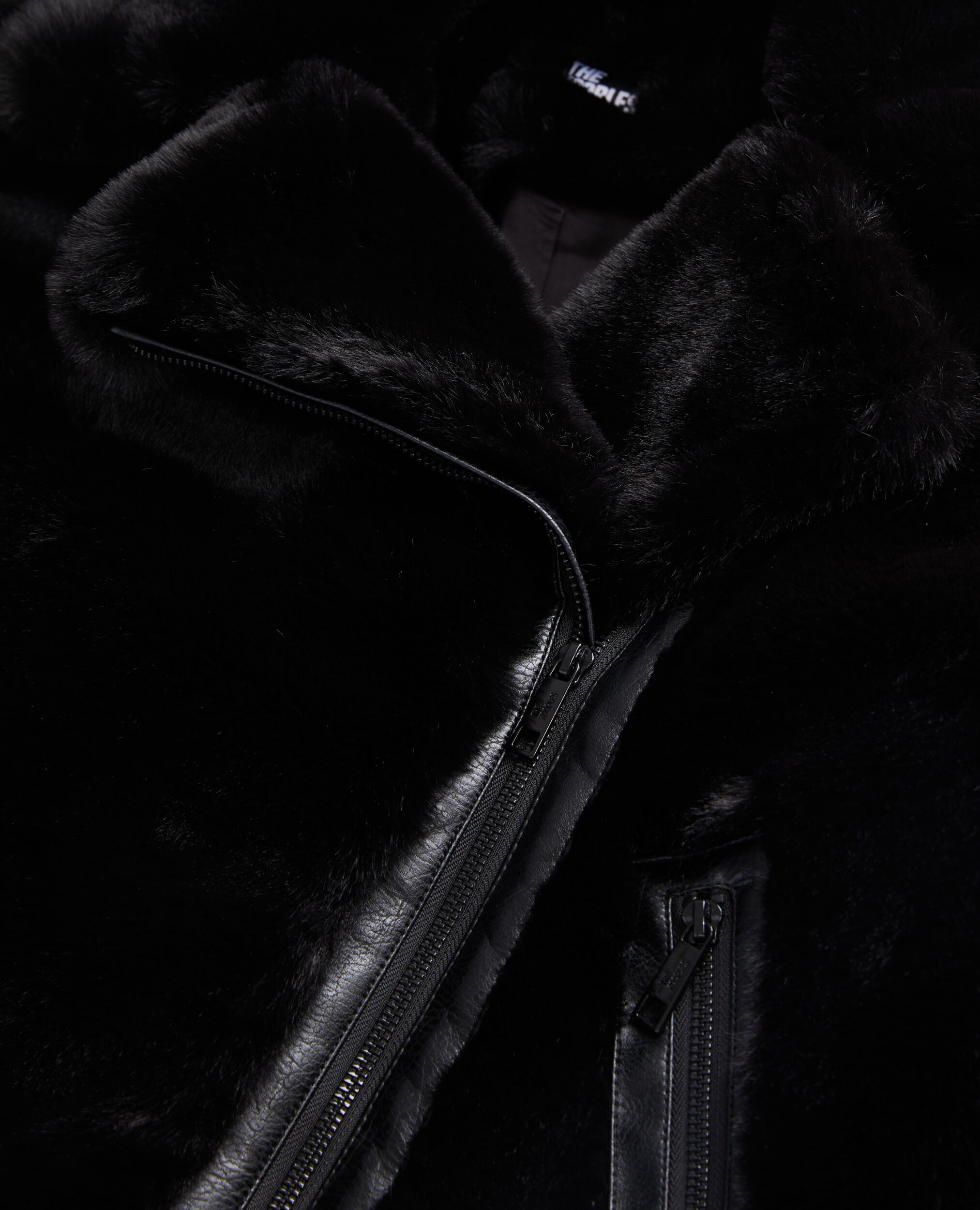 Black faux fur bomber jacket
