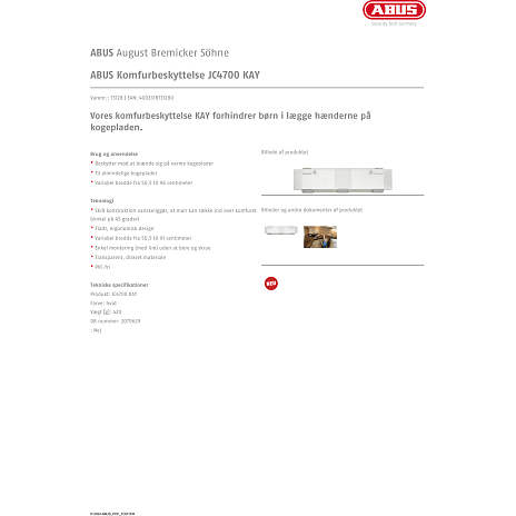 Abus KAY komfurbeskyttelse