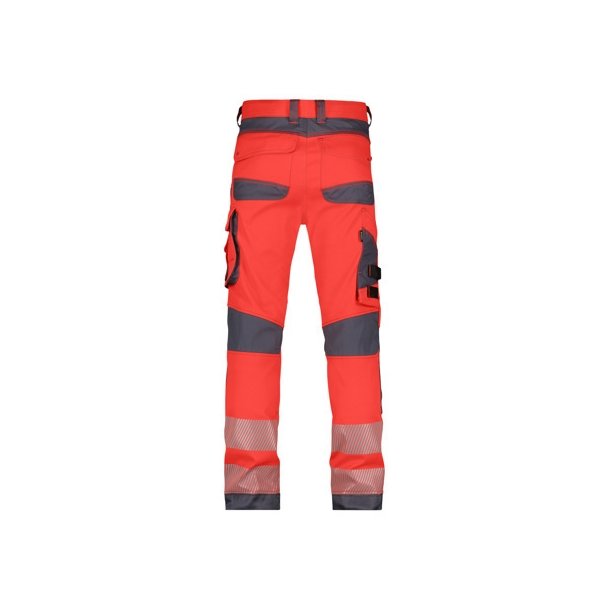 201063 DASSY ® ARUBA strækbare arbejdsbukser med høj synlighed med knælommer rød og grå