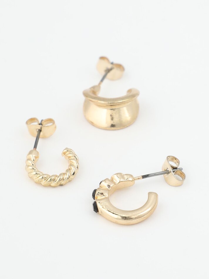 Conjunto de 9 brincos combinados - Dourado