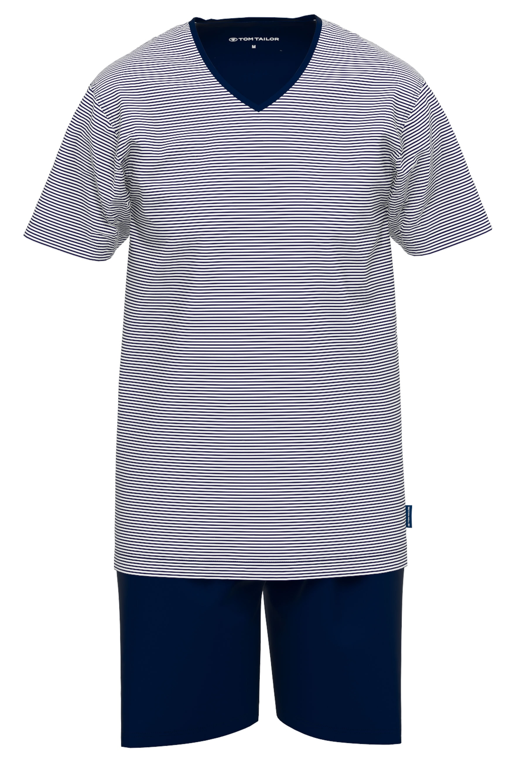 TOM TAILOR Shorty »Nevada«, 2 Stk. Streifendesign, Kurzarm, V-Ausschnitt, kurze Hose