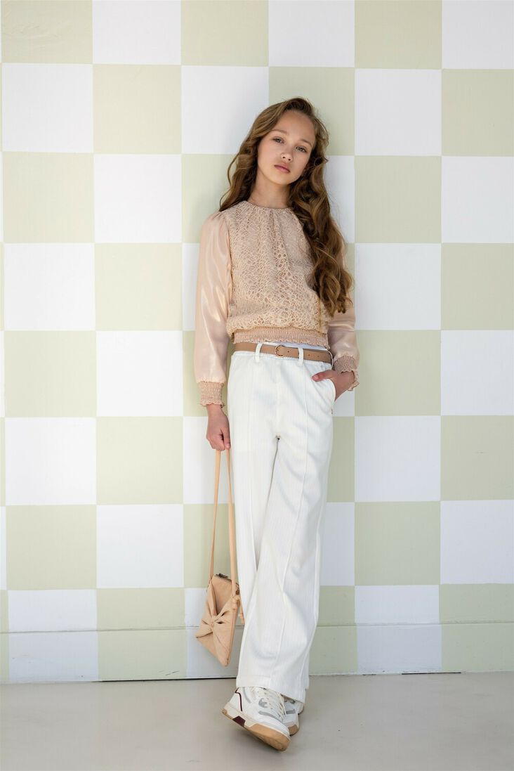 NONO ros&eacute;gouden nono blouse timmy girls lace blouse light gold