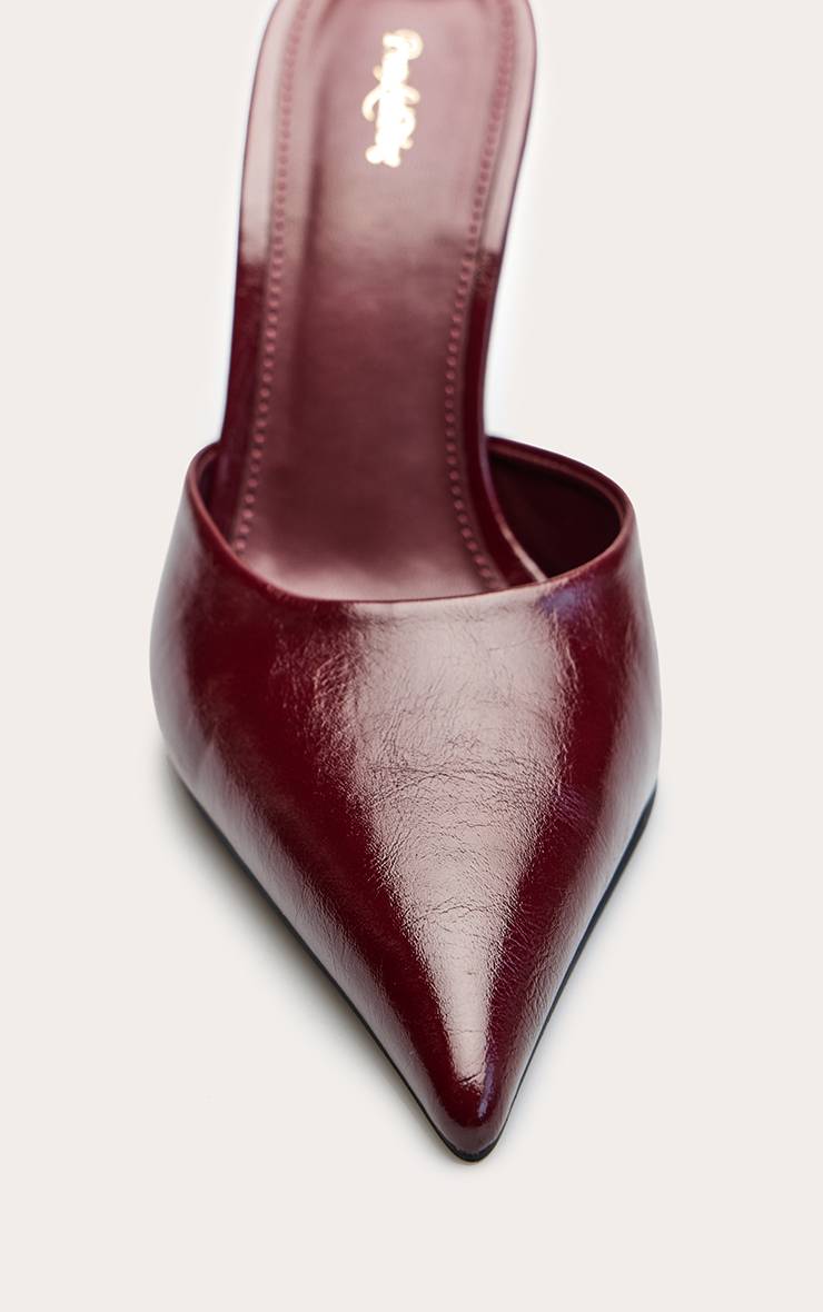 Rouge Bordeaux Mules À Bout Allongé En Synthétiquecuir Plissé