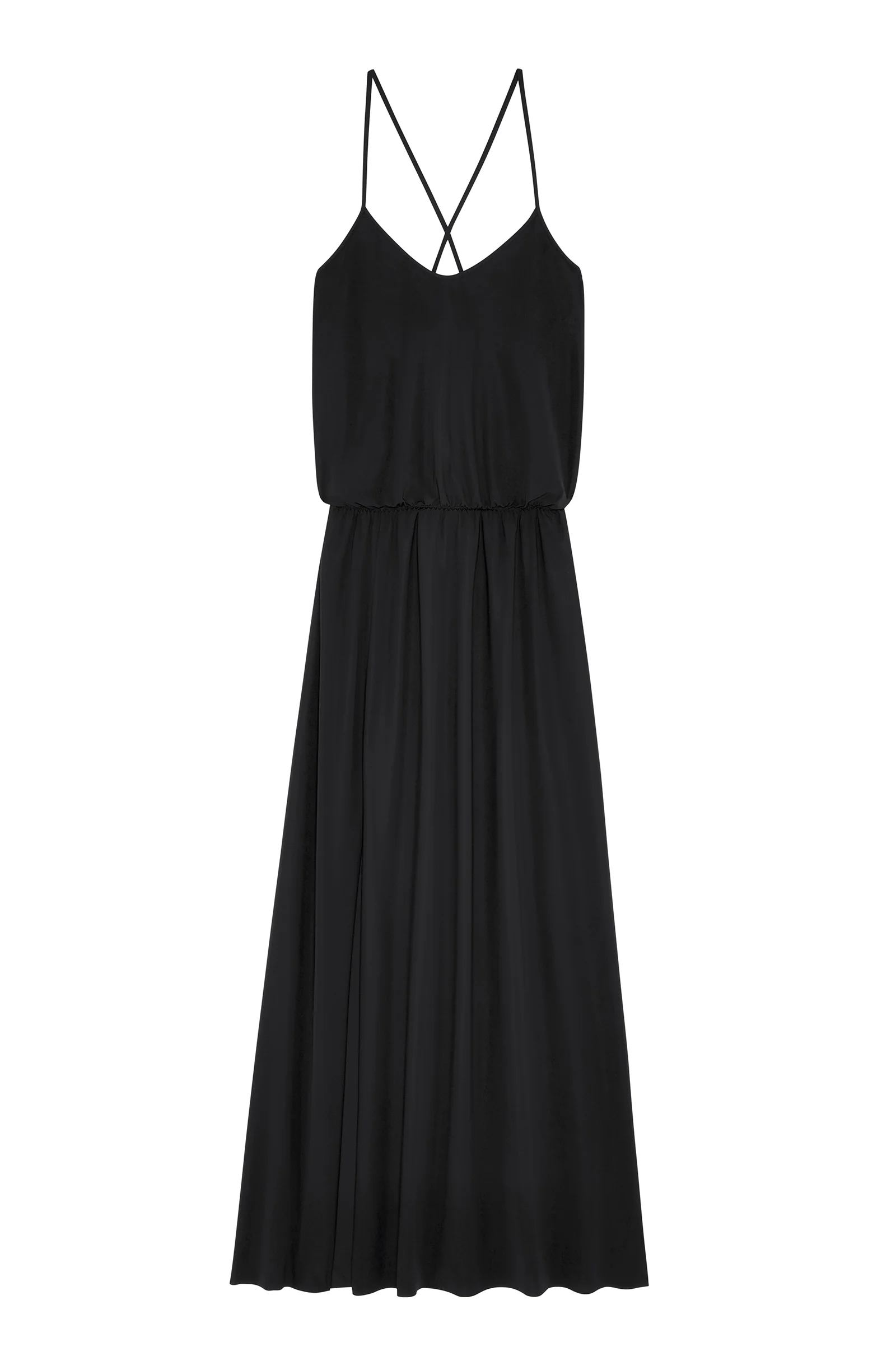 maeve Robe longue noire à bretelles croisées dans le dos Noir