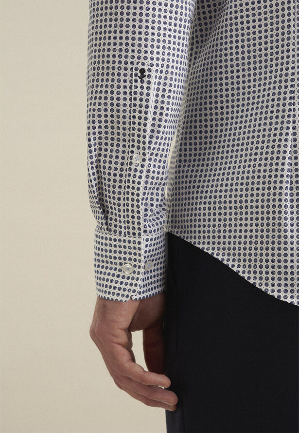 Seidensticker Performance shirt Slim Long sleeve Kent-Collar Print Blue