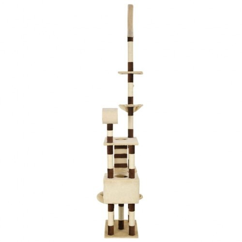 Arranhador bege para gatos com sisal.
