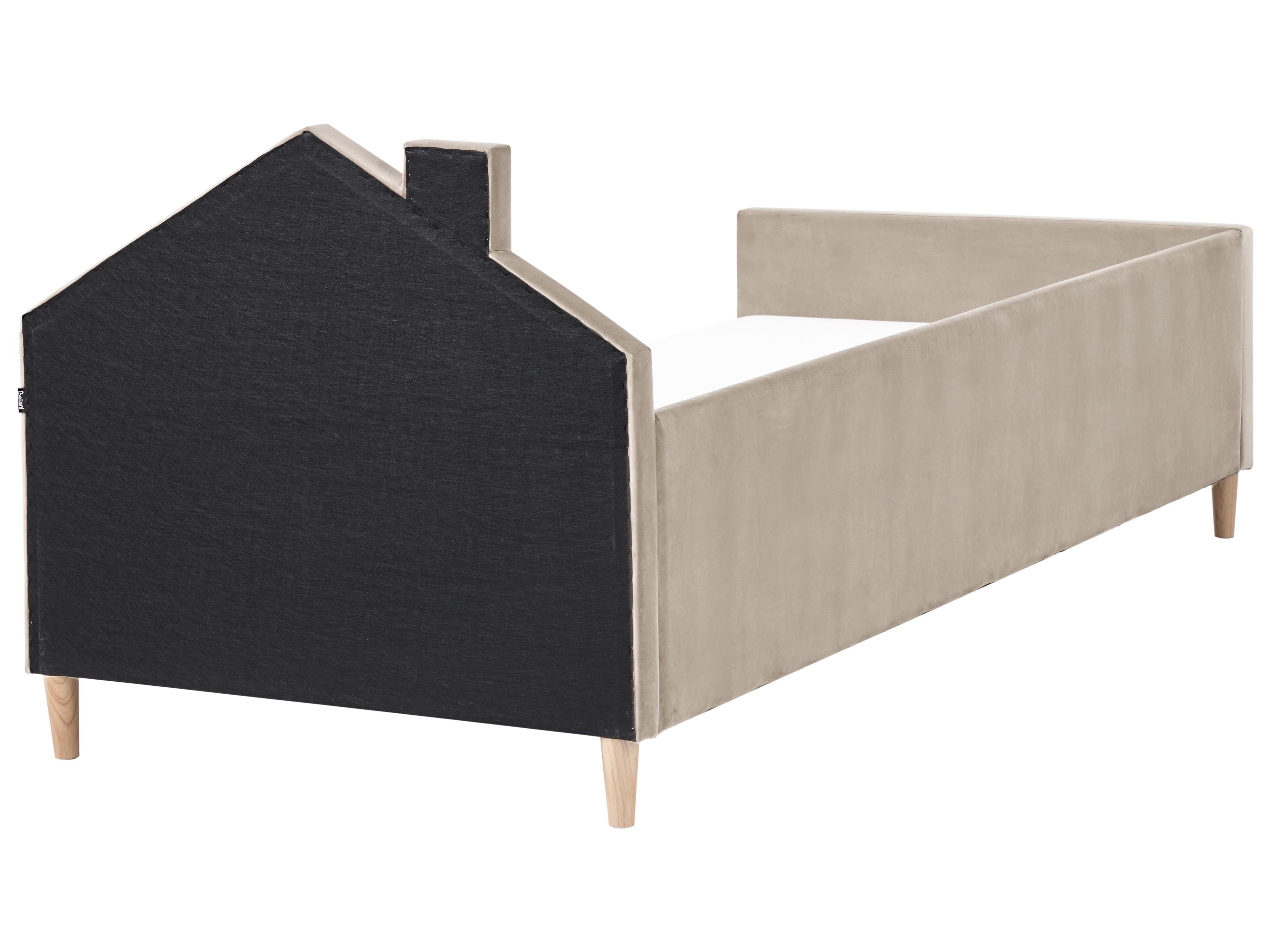 Kinderbed Huis Fluweel KERVAN 90 x 200 cm Taupe