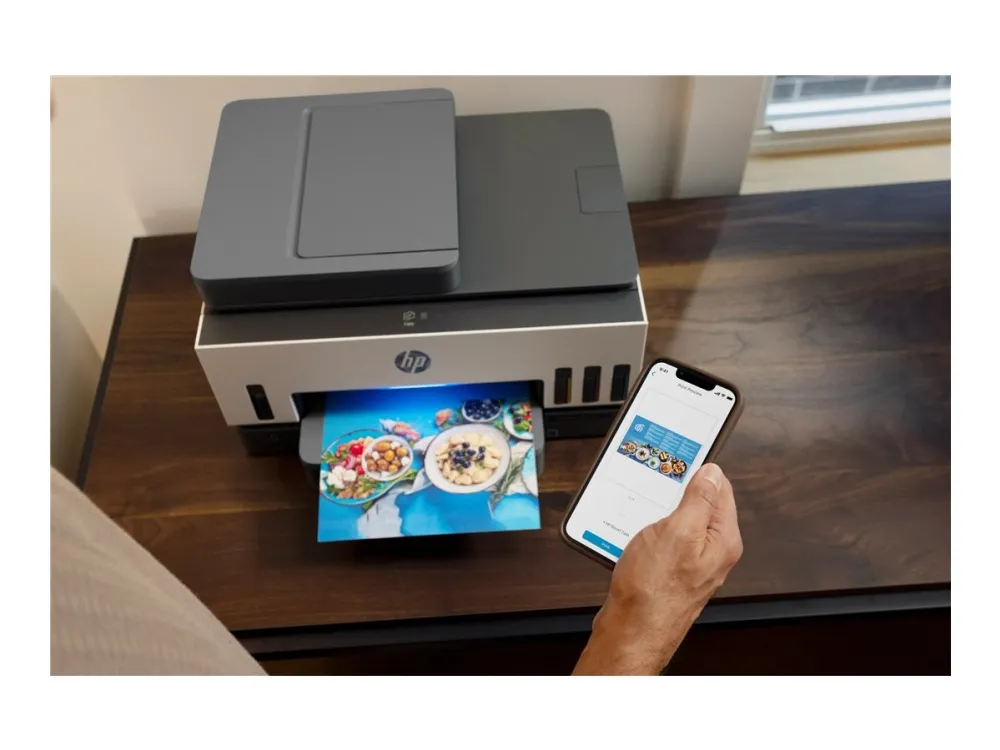 HP Smart Tank 7605 All-in-One - Multifunktionsprinter - farve - blækprinter - kan genopfyldes - Letter A (216 x 279 mm)/A4 (210 x 297 mm) (original) - A4/Legal (medie) - op til 13 spm (kopiering) - op til 15 spm (udskriver) - 250 ark - USB 2.0, Wi-Fi