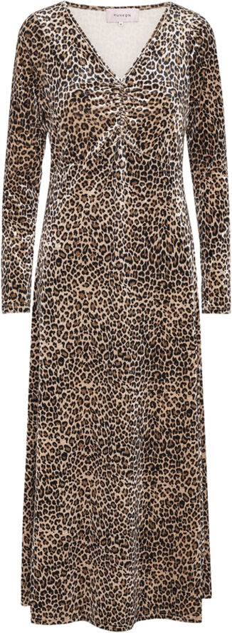 HUNKØN Angela Velour Dress Leopard