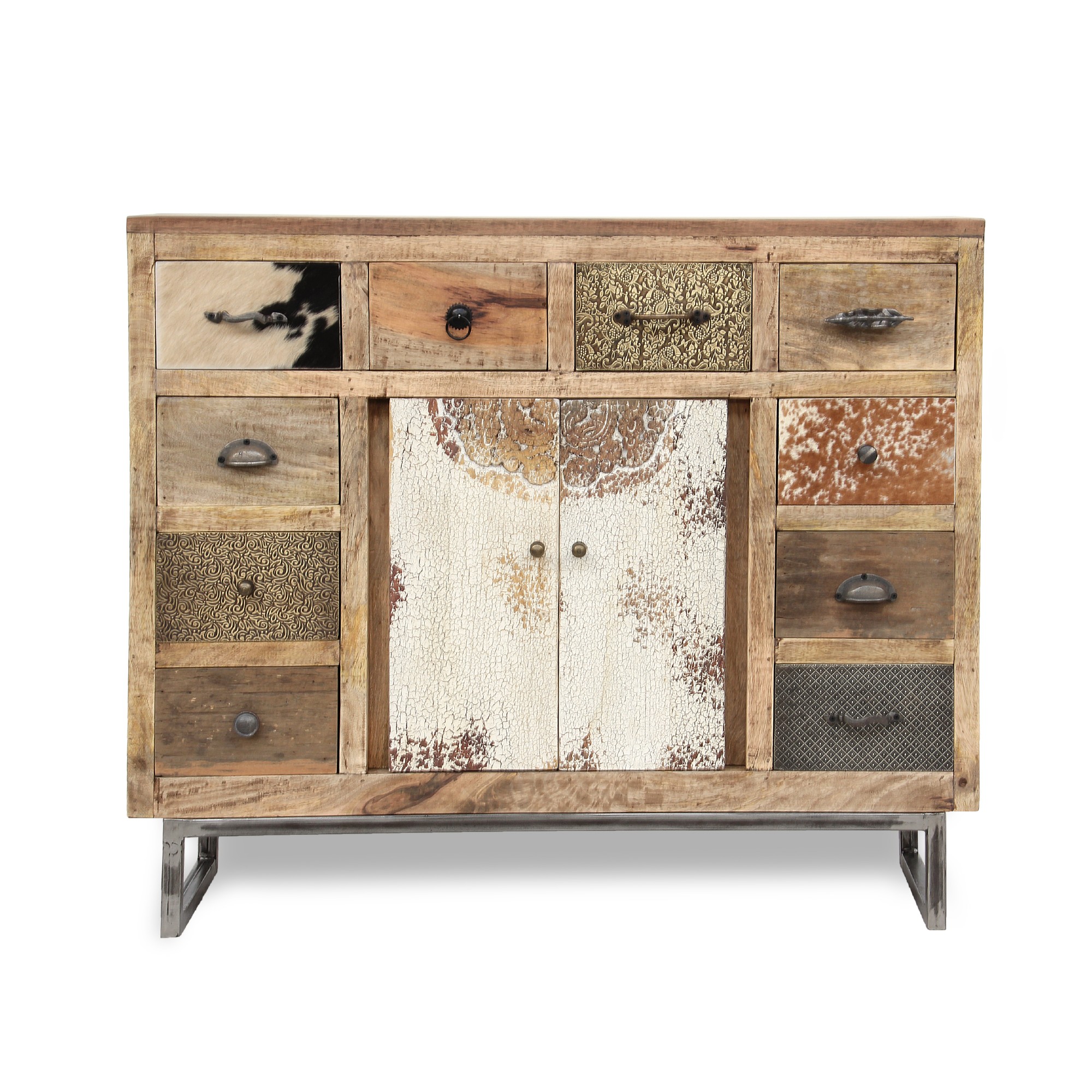 Sideboard 'Beaucoup', braun, schwarz, weiß, B 108 cm, H 91 cm, T 31 cm von fischer's lagerhaus