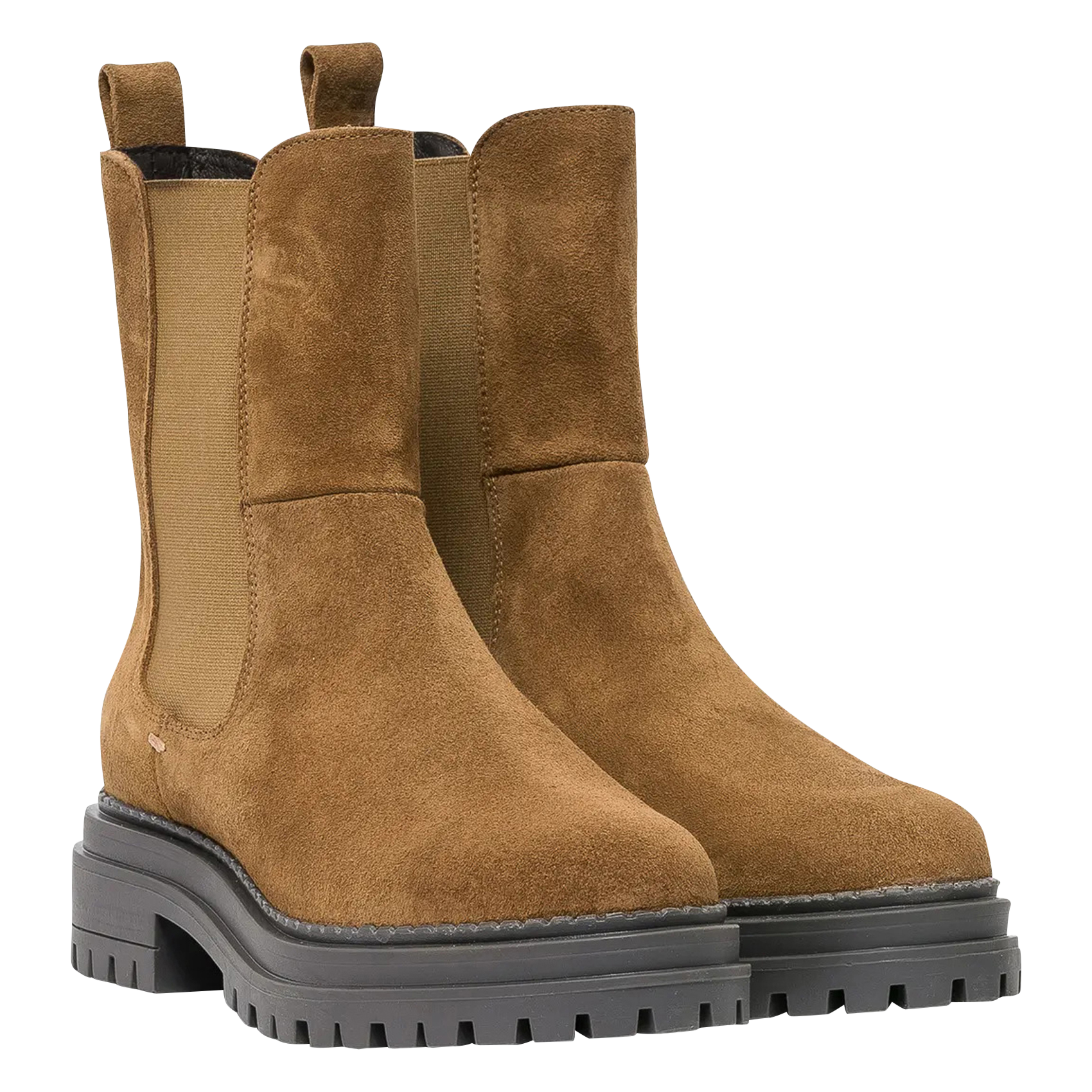 STELLA - Bottines Chelsea crantées en cuir velours | Marron