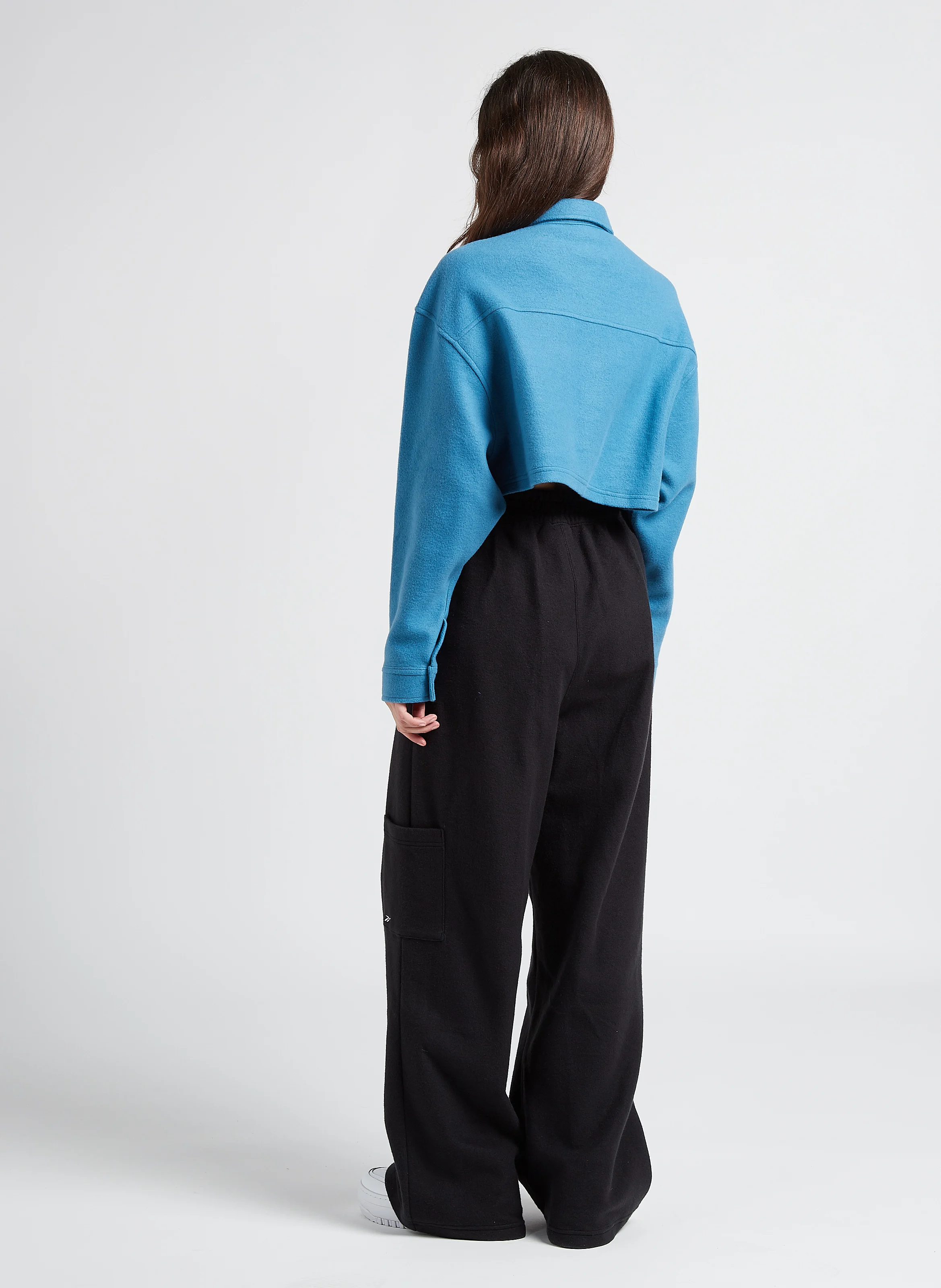 CL WDE - Gilet court col classique en molleton | Bleu