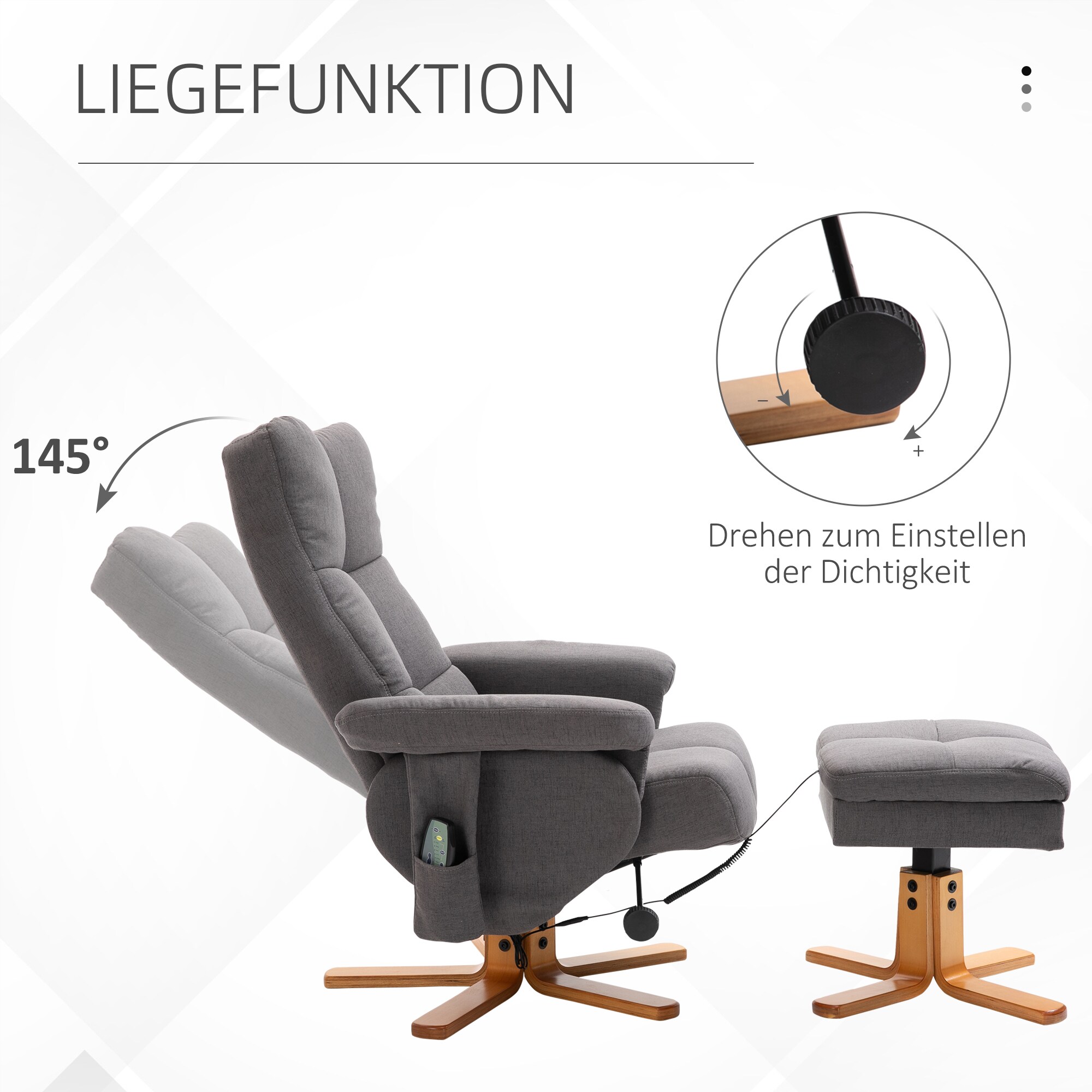 HOMCOM Massagestuhl mit Fußhocker und Stauraum B80 x T86 x H99 cm, B80 x T118 x H83 cm