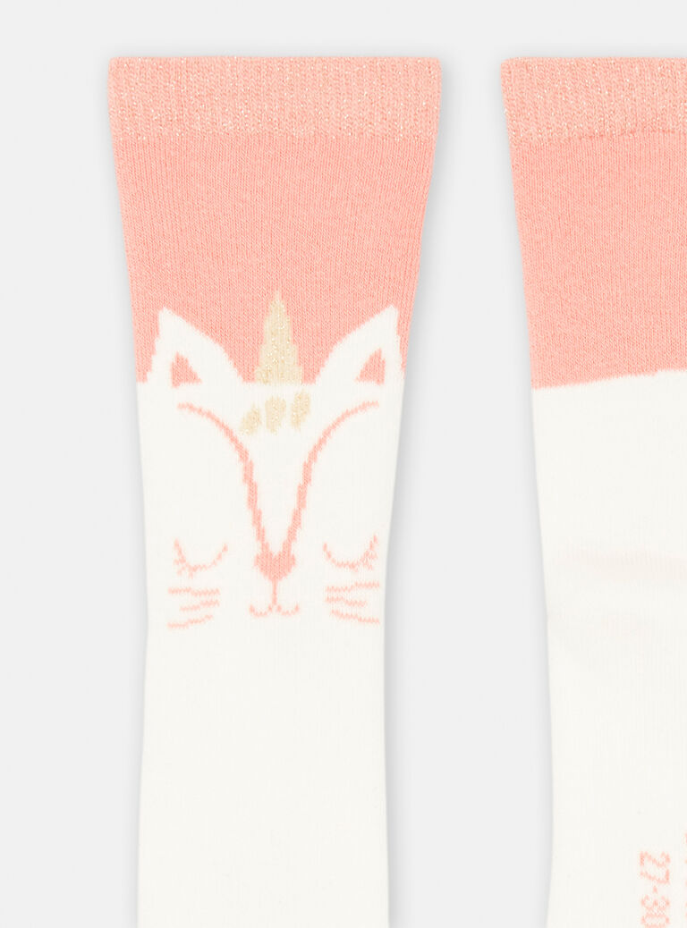 Chaussette saumon motif chat pour fille