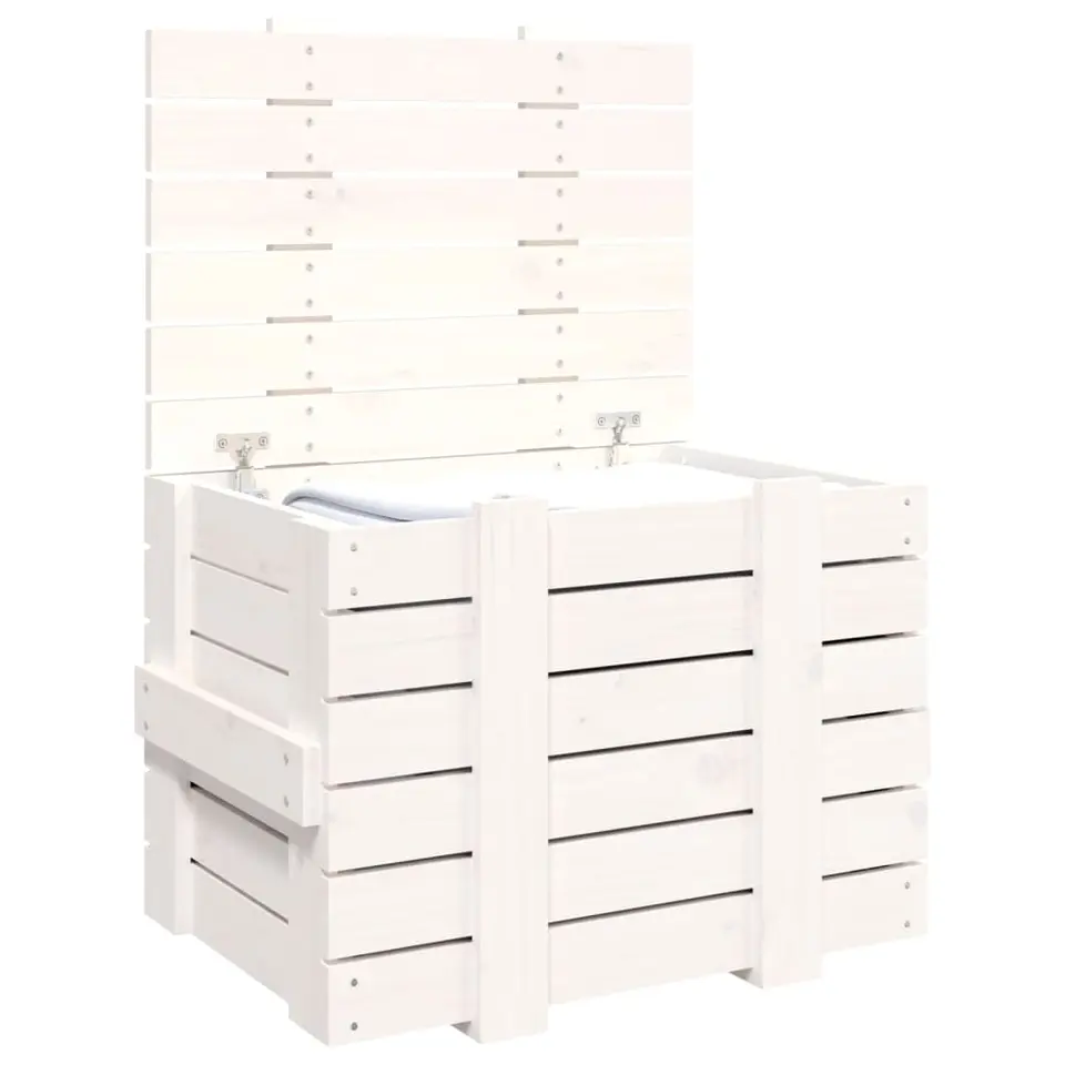vidaXL - Opbergbox - Wit - Grenenhout - 58 x 40.5 x 42 cm