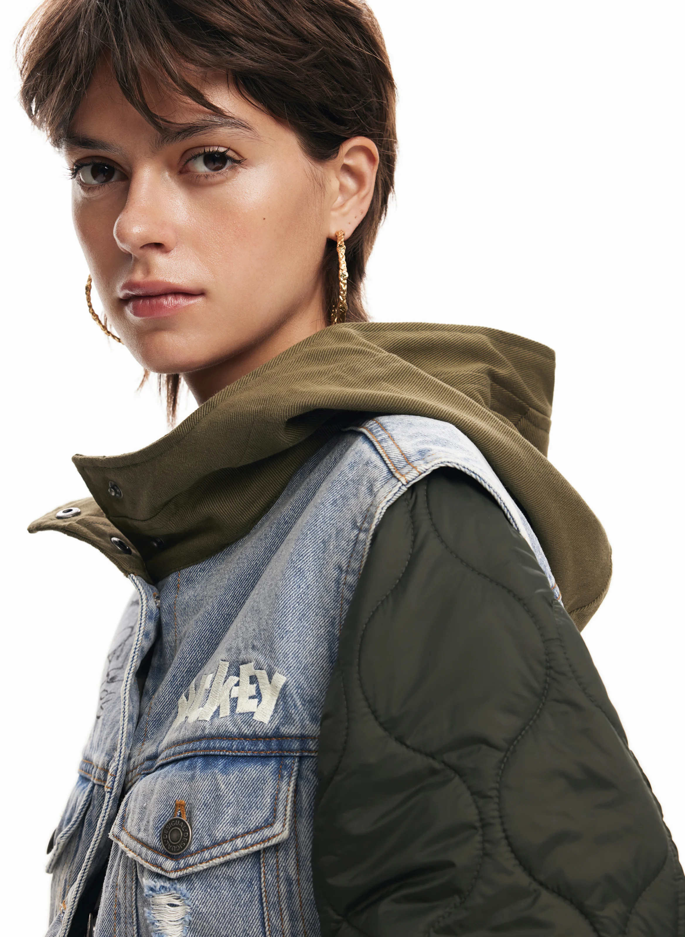 Parka hybride en coton mélangé | Vert