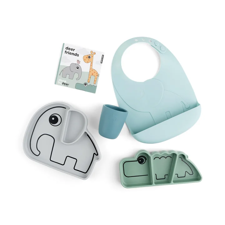 Done by Deer - Geschenkbox Geschirrset Stick & Stay, blau